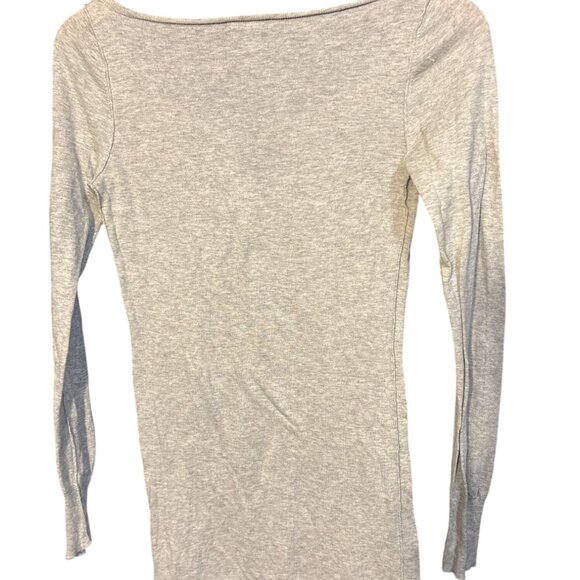 Standard James Perse Womens Long Sleeve Scoop Neck Top Size M Light Gray Cotton - Picture 4 of 4